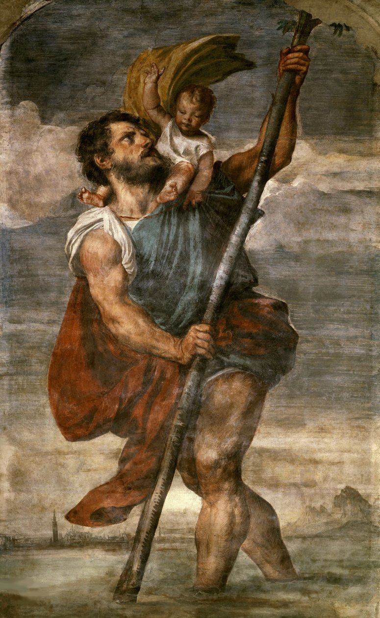Saint Christopher carrying the Christ child — the Christ-bearer